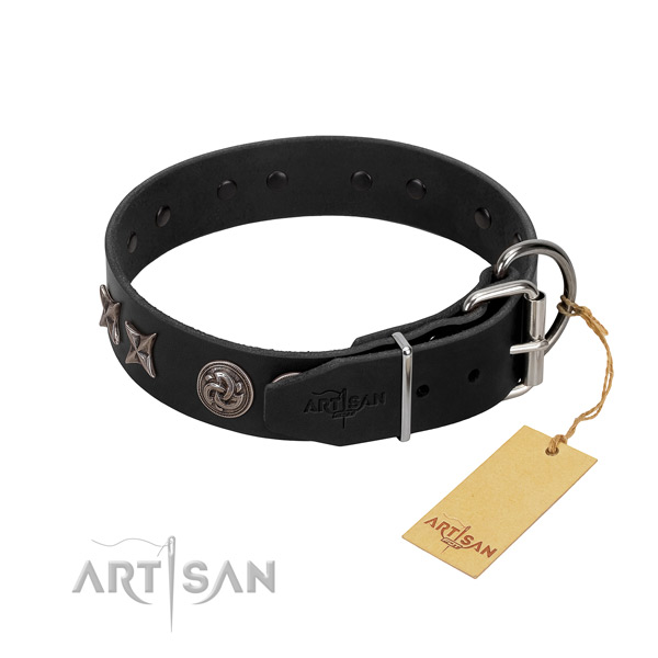 Comfortable to wear and usage leather dog collar won't cut into skin