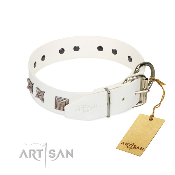 Flexible leather dog collar with polished edges for best comfort