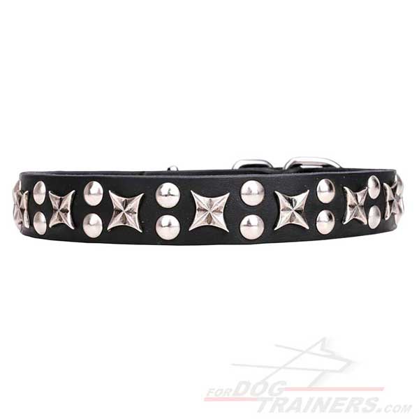 Rust-resistant fittings on leather dog collar