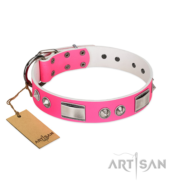 Comfortable to wear and usage leather dog collar won't cut into skin