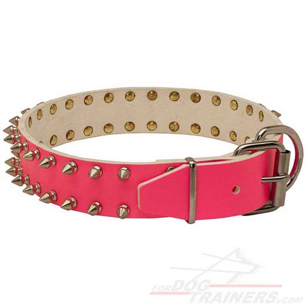 Pink Leather Dog Collar