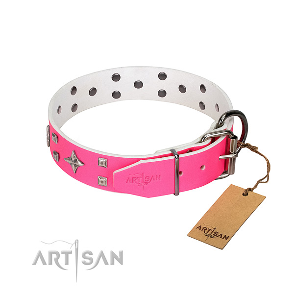 Upmarket gentle leather dog collar for gentle control