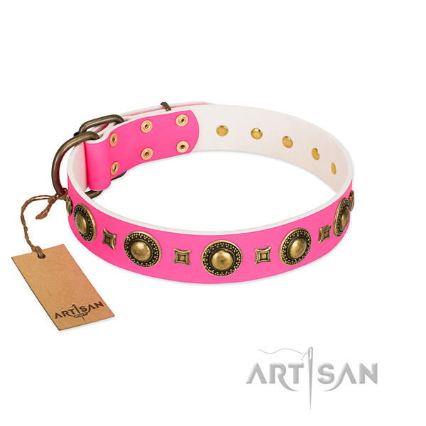 Comfortable to wear and usage leather dog collar won't cut into skin