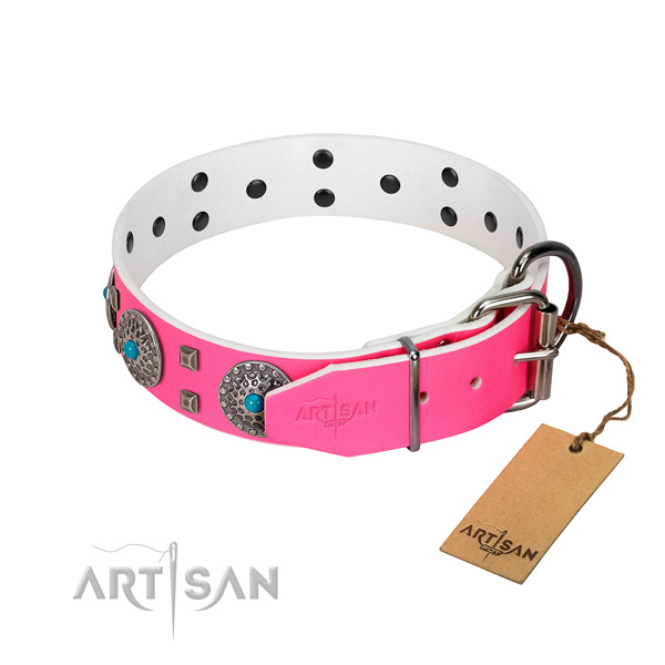 Comfortable to wear leather dog collar won't irritate skin