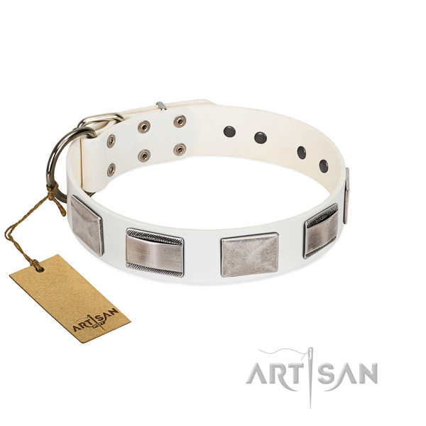 Comfortable to wear and usage leather dog collar won't cut into skin