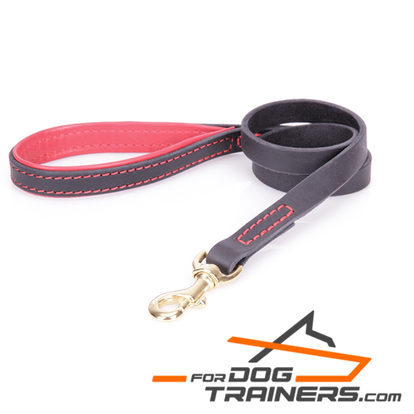 Dog leather leash is stitched with a special thread