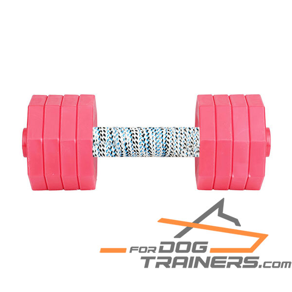 Hardwood Dog Training Dumbbell with Red Plates