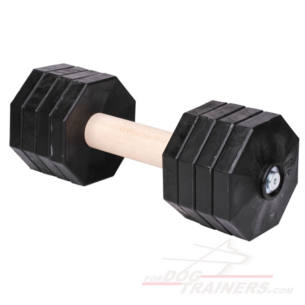 Training dog dumbbell with plastic plates